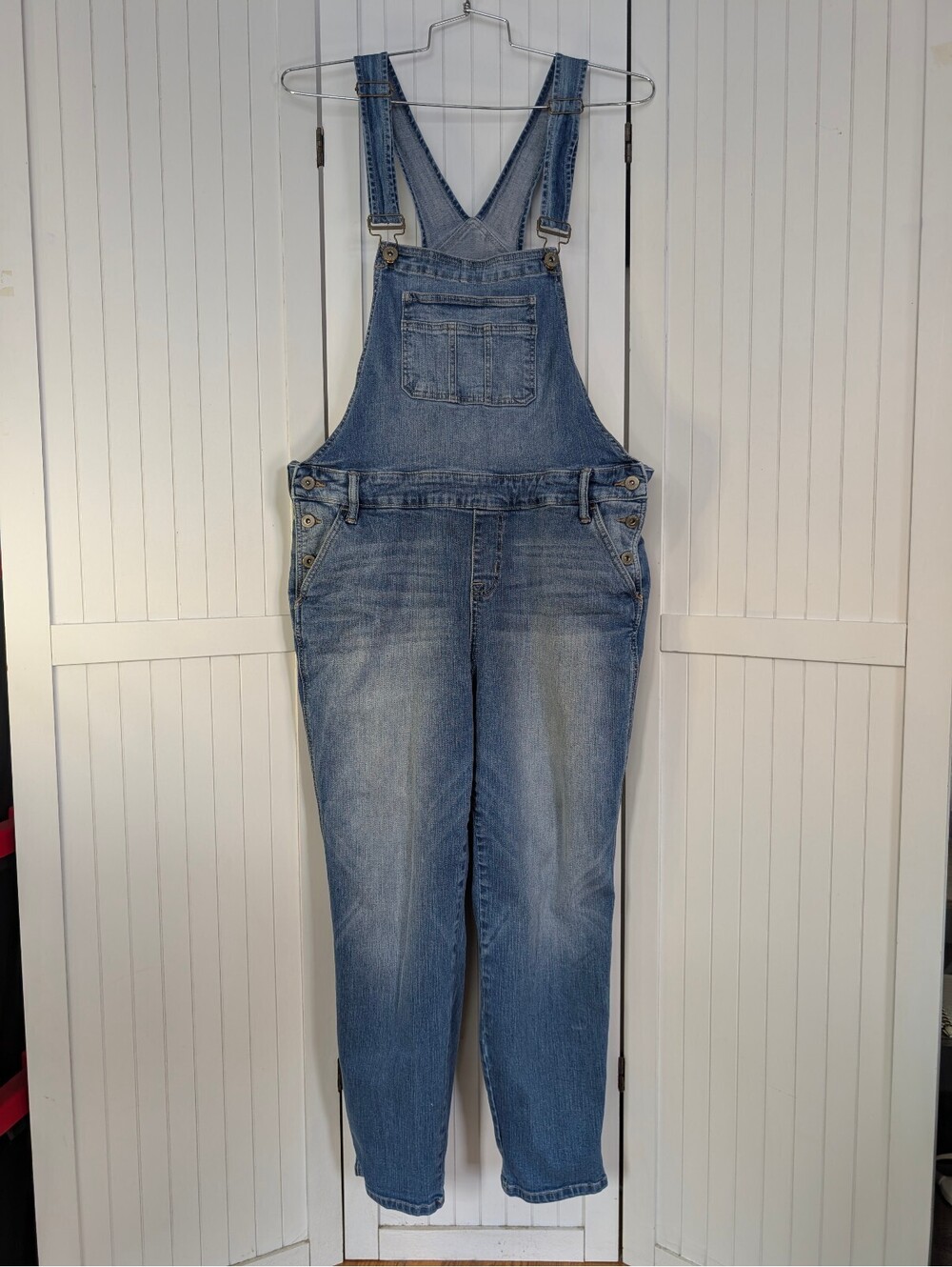 Torrid First At Fit Denim Overalls 16 Blue Stretch Tapered Skinny Plus Size